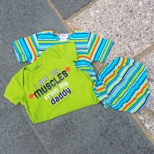 Zutano striped tshirt and diaper cover set 12 mos